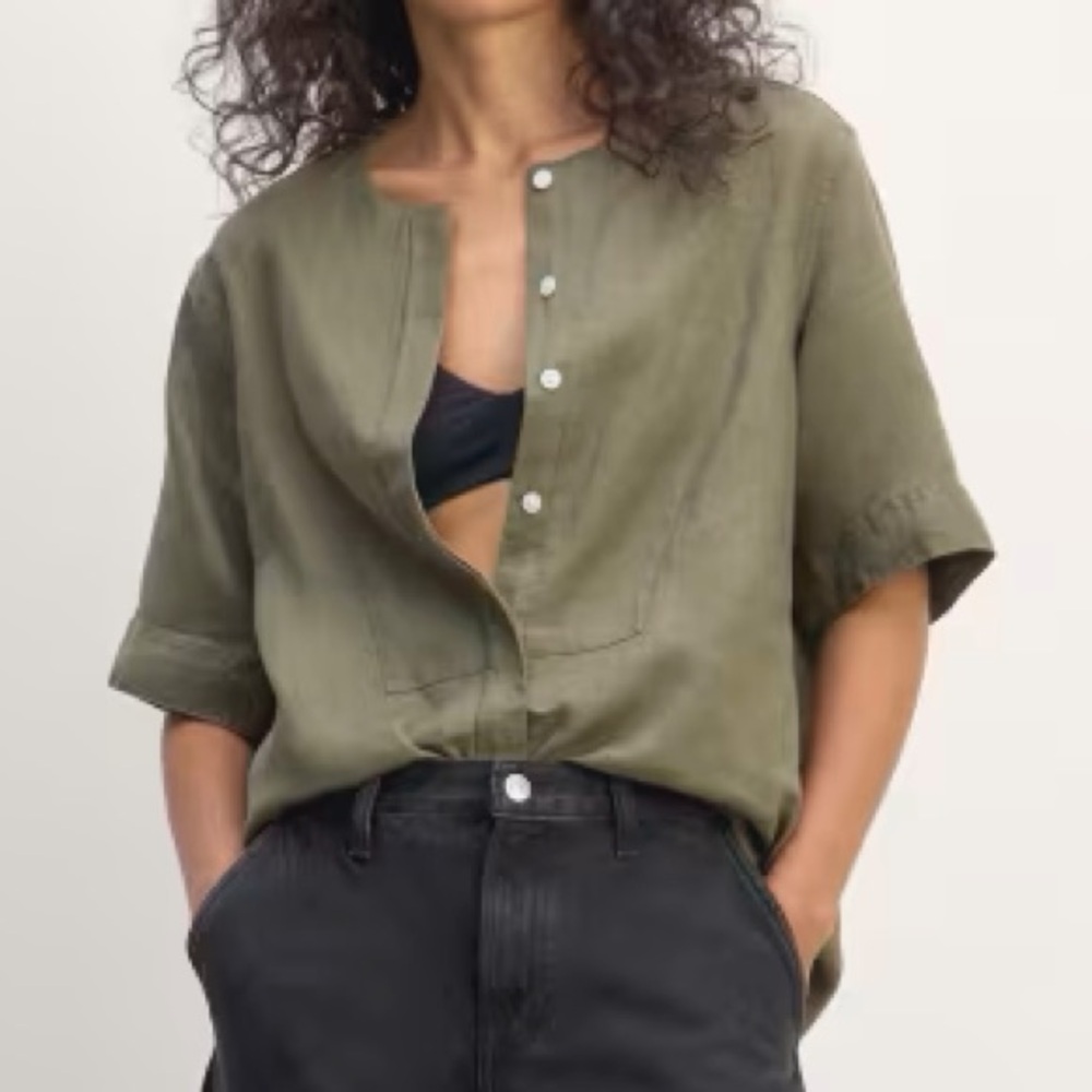 NWT Everlane Bib Shirt in linen sz. L